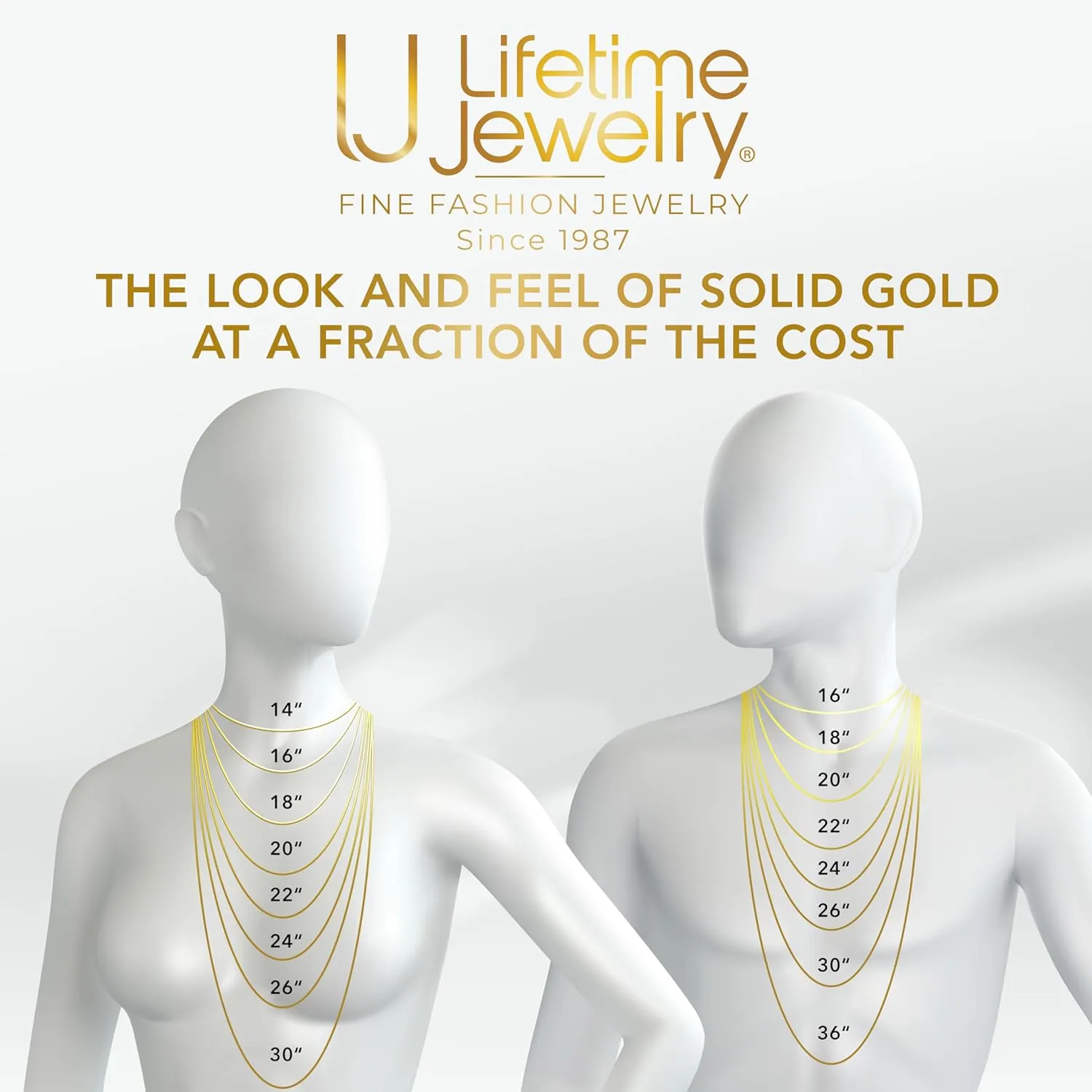 LIFETIME JEWELRY 2mm Gold Rope Chain for Men & Women 24k Real Gold Plated Diamond Cut Gold Necklace for Women & Necklace for Men 14 to 36 Inch | Gold | White Gold