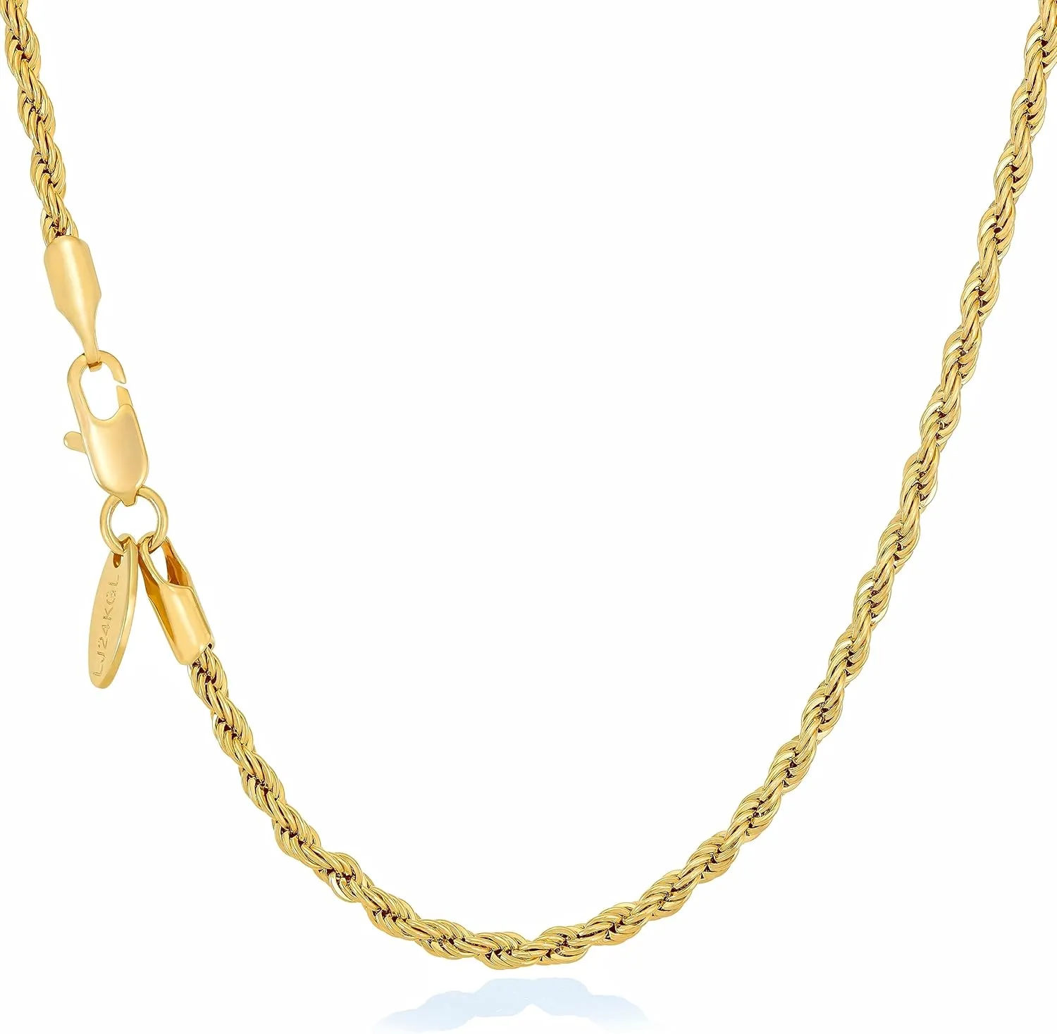 LIFETIME JEWELRY 2mm Gold Rope Chain for Men & Women 24k Real Gold Plated Diamond Cut Gold Necklace for Women & Necklace for Men 14 to 36 Inch | Gold | White Gold