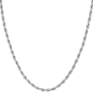 LIFETIME JEWELRY 2mm Gold Rope Chain for Men & Women 24k Real Gold Plated Diamond Cut Gold Necklace for Women & Necklace for Men 14 to 36 Inch | Gold | White Gold