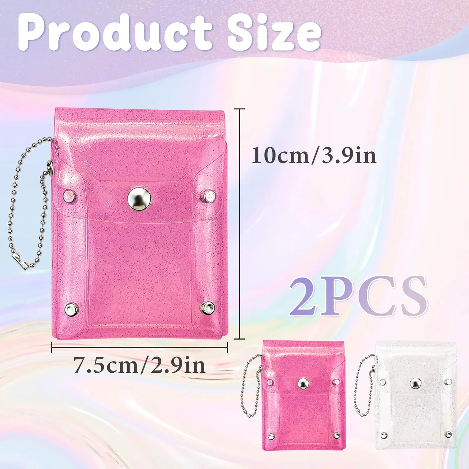 Lipstick Case Keychain, 2Pc Vertical Clear Lipstick Pouch Organizer for Purse, Waterproof Coin Purse Mini Storage Purse for Small Items (Clear Pink)