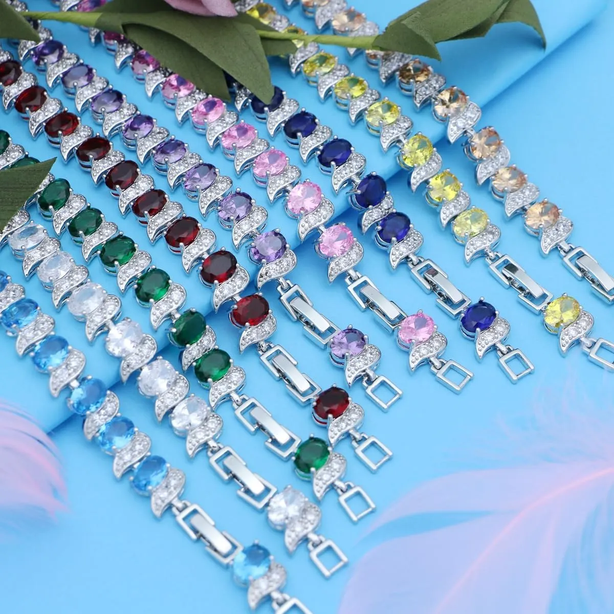 LMXXVJ Fashion Tennis Bracelet Created Emerald White Gold Plated Charm Bracelet Gifts Jewelry for Women