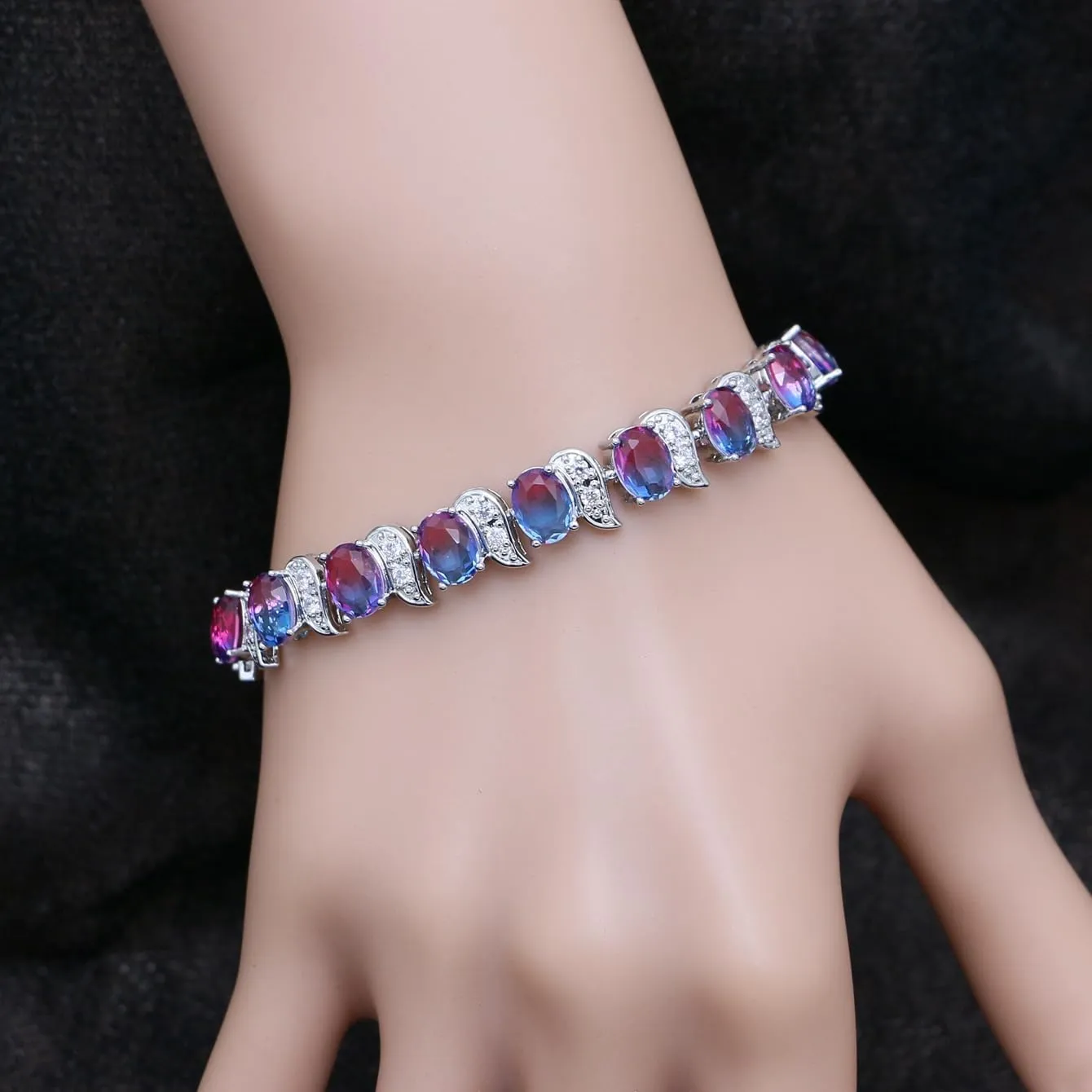 LMXXVJ Fashion Tennis Bracelet Created Emerald White Gold Plated Charm Bracelet Gifts Jewelry for Women