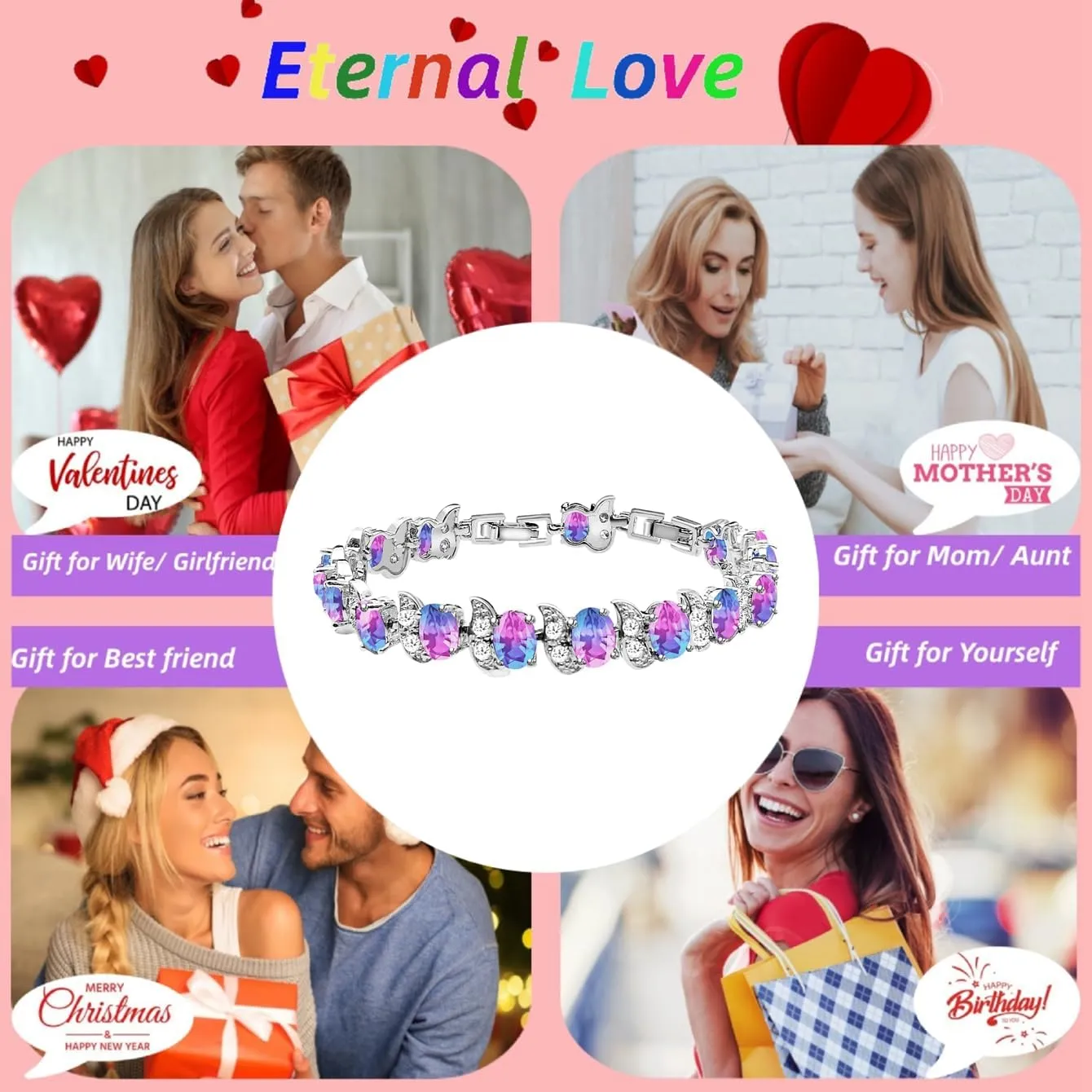 LMXXVJ Fashion Tennis Bracelet Created Emerald White Gold Plated Charm Bracelet Gifts Jewelry for Women