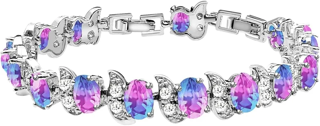 LMXXVJ Fashion Tennis Bracelet Created Emerald White Gold Plated Charm Bracelet Gifts Jewelry for Women