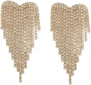 Long Chandelier Tassel Dangle Earrings Fringe Clear Austrian Crystal for Women Female Brides Wedding Party Statement Jewelry
