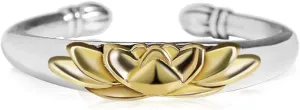 LOVECOM Lotus Promise Ring for Women 925 Sterling Silver Adjustable Lotus Flower Floral Ring Gold Plated Open Inspirational Empowering Statement Ring Birthday Jewelry Gifts for Her Mom Wife