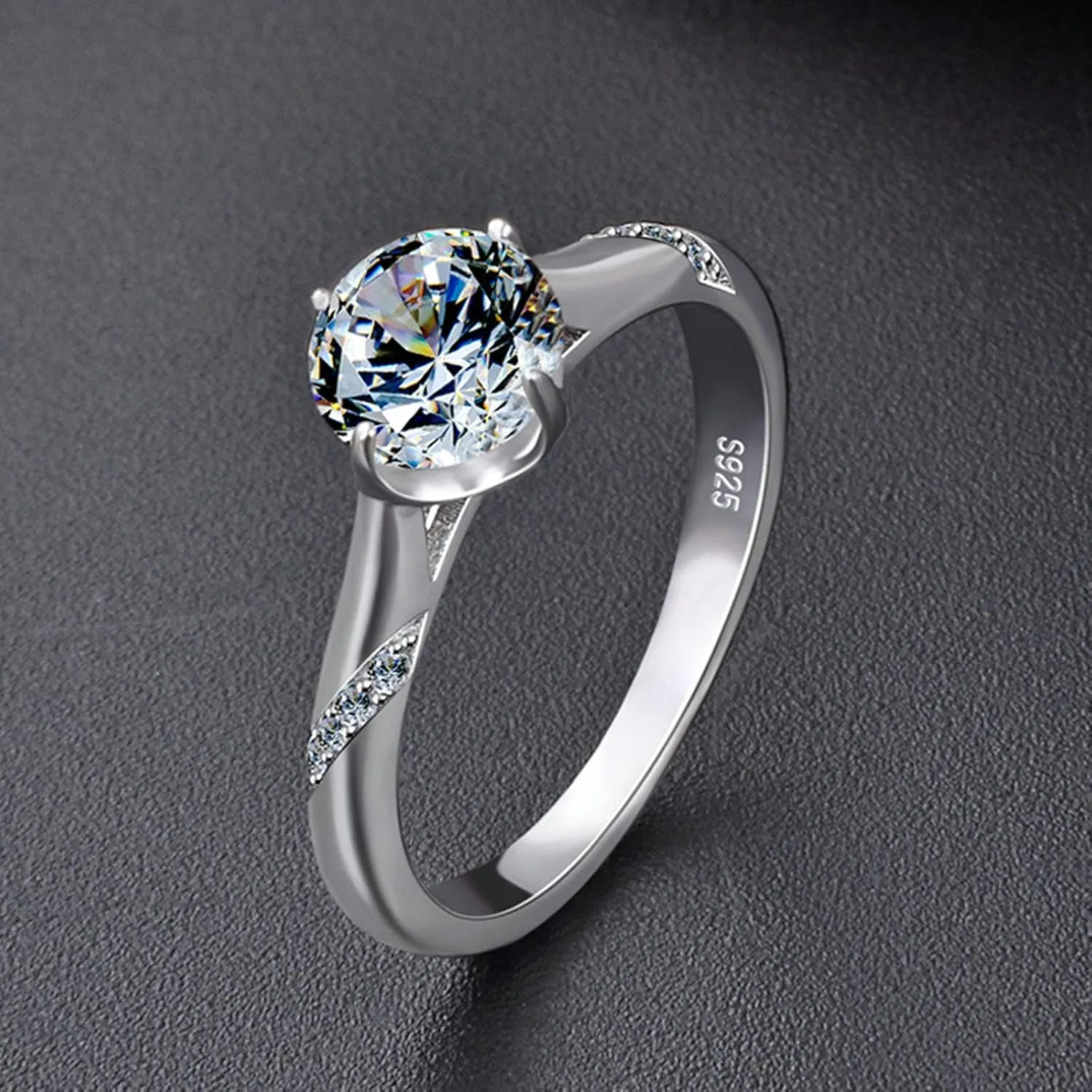 Matching Couple Ring Sets for Women & Men Silver Cubic Zirconia Round Brilliant Shape Ring