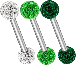 MATIGA 3Pcs Steel 16g 5/16 8mm Barbell Earrings Piercing Jewelry Eyebrow Tragus Cartilage Helix Rook 3mm Ferido Crystal