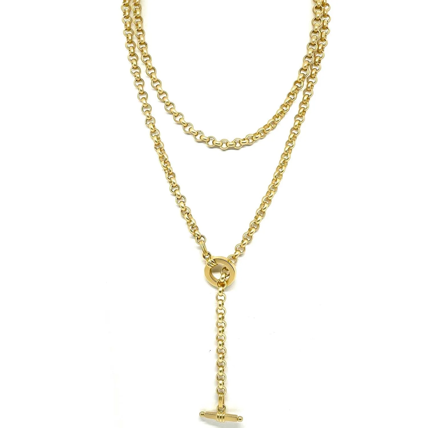 Matte Gold Cross Pendant On Matte Gold Chain Necklace