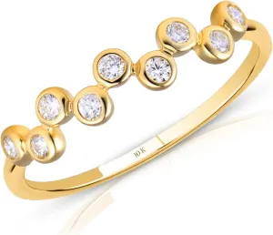 MAX   STONE Dainty 10K Yellow Gold Diamond Zig-Zag Ring | Hypoallergenic & Anti-Tarnishing Solid Gold Lab Grown Diamond Ring for Women in Size 6-8