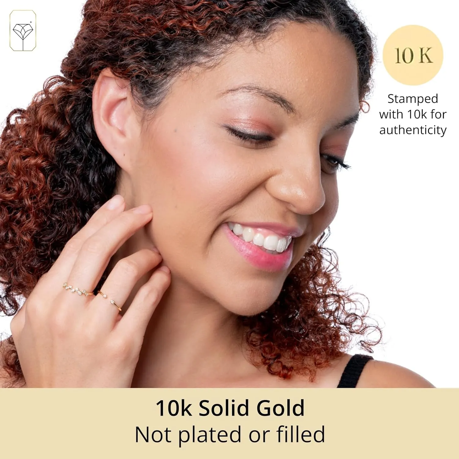 MAX   STONE Dainty 10K Yellow Gold Diamond Zig-Zag Ring | Hypoallergenic & Anti-Tarnishing Solid Gold Lab Grown Diamond Ring for Women in Size 6-8