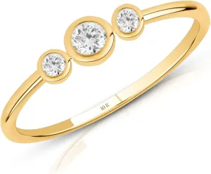 MAX   STONE Dainty Trio 10K Yellow Gold Diamond Bezel Ring | Hypoallergenic & Anti-Tarnishing Solid Gold Lab Grown Diamond Ring for Women in Size 6-8