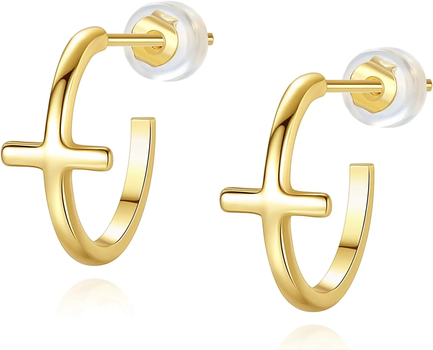 Me&Hz Gold Huggie Earrings Small Huggie Hoop Earrings for Women 14K Gold Plated Hypoallergenic Cubic Zirconia Huggies Mini Silver Hoop Earring for Women