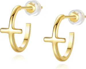 Me&Hz Gold Huggie Earrings Small Huggie Hoop Earrings for Women 14K Gold Plated Hypoallergenic Cubic Zirconia Huggies Mini Silver Hoop Earring for Women