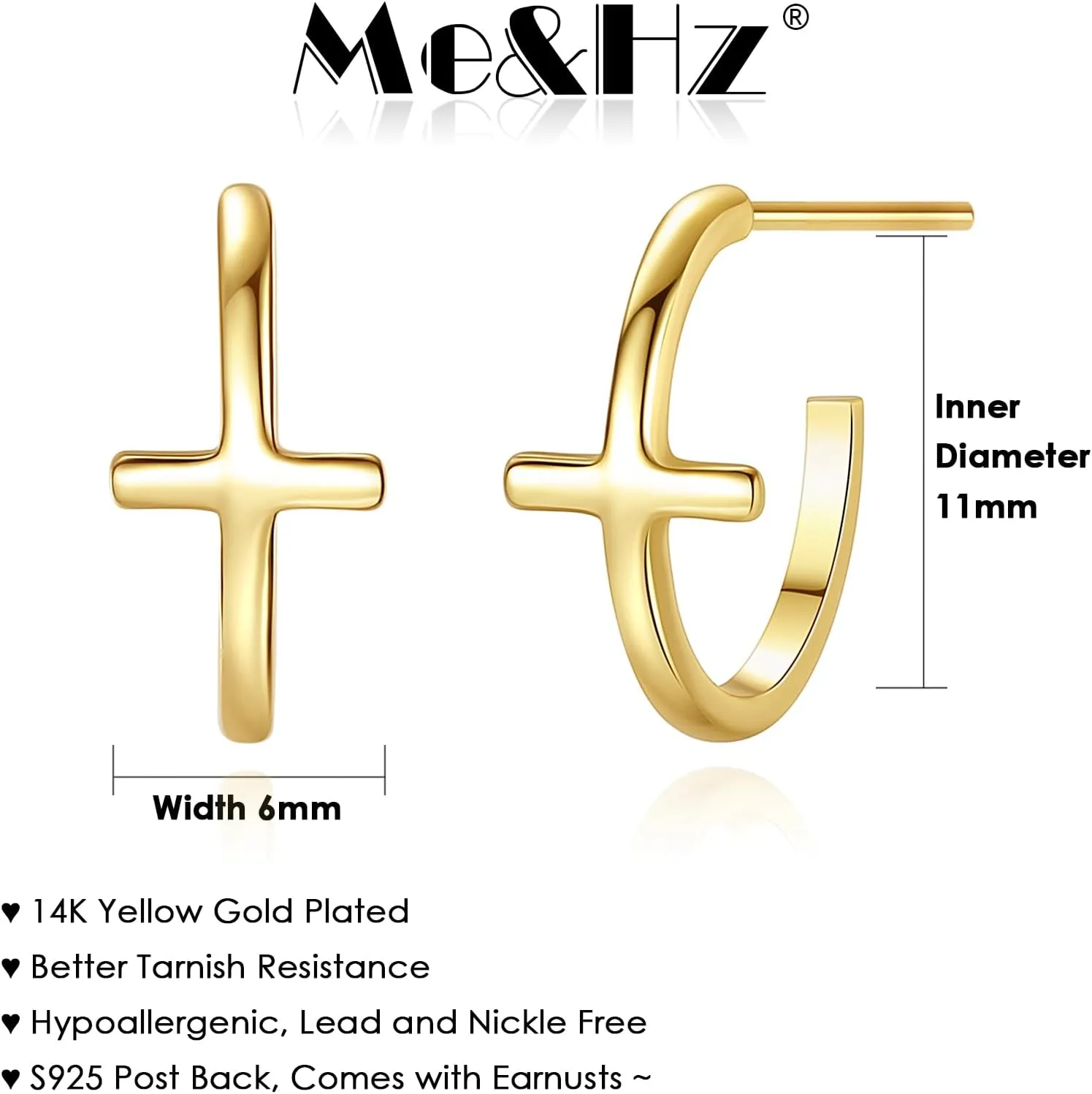 Me&Hz Gold Huggie Earrings Small Huggie Hoop Earrings for Women 14K Gold Plated Hypoallergenic Cubic Zirconia Huggies Mini Silver Hoop Earring for Women