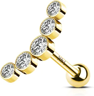 MeIighting 14K Gold Helix Earrings 16G Clear CZ Cartilage Earrings Tragus Piercing Earrings Stud Earring Body Piercing Jewelry