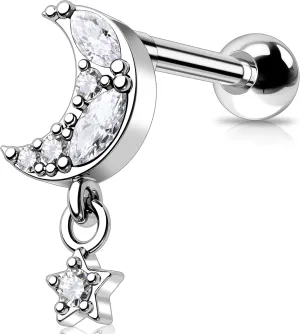 Melighting 16G Helix Earrings Upper Ear Cartilage Earrings Stainless Steel 316L Tragus Piercing Jewelry Clear CZ Conch Piercing Jewelry Earrings Studs for Women Body Piercing Jewelry