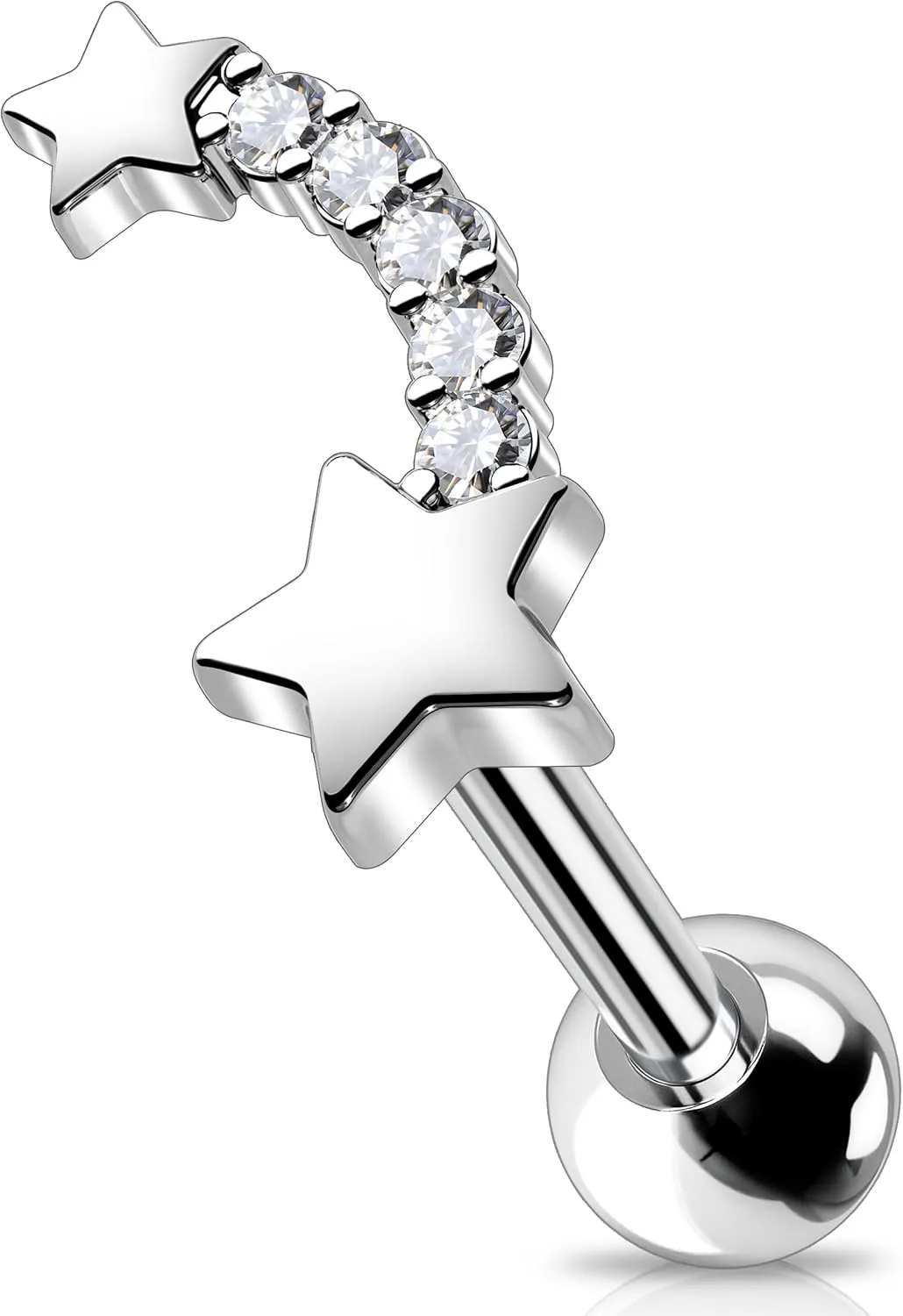 Melighting 16G Helix Earrings Upper Ear Cartilage Earrings Stainless Steel 316L Tragus Piercing Jewelry Clear CZ Conch Piercing Jewelry Earrings Studs for Women Body Piercing Jewelry