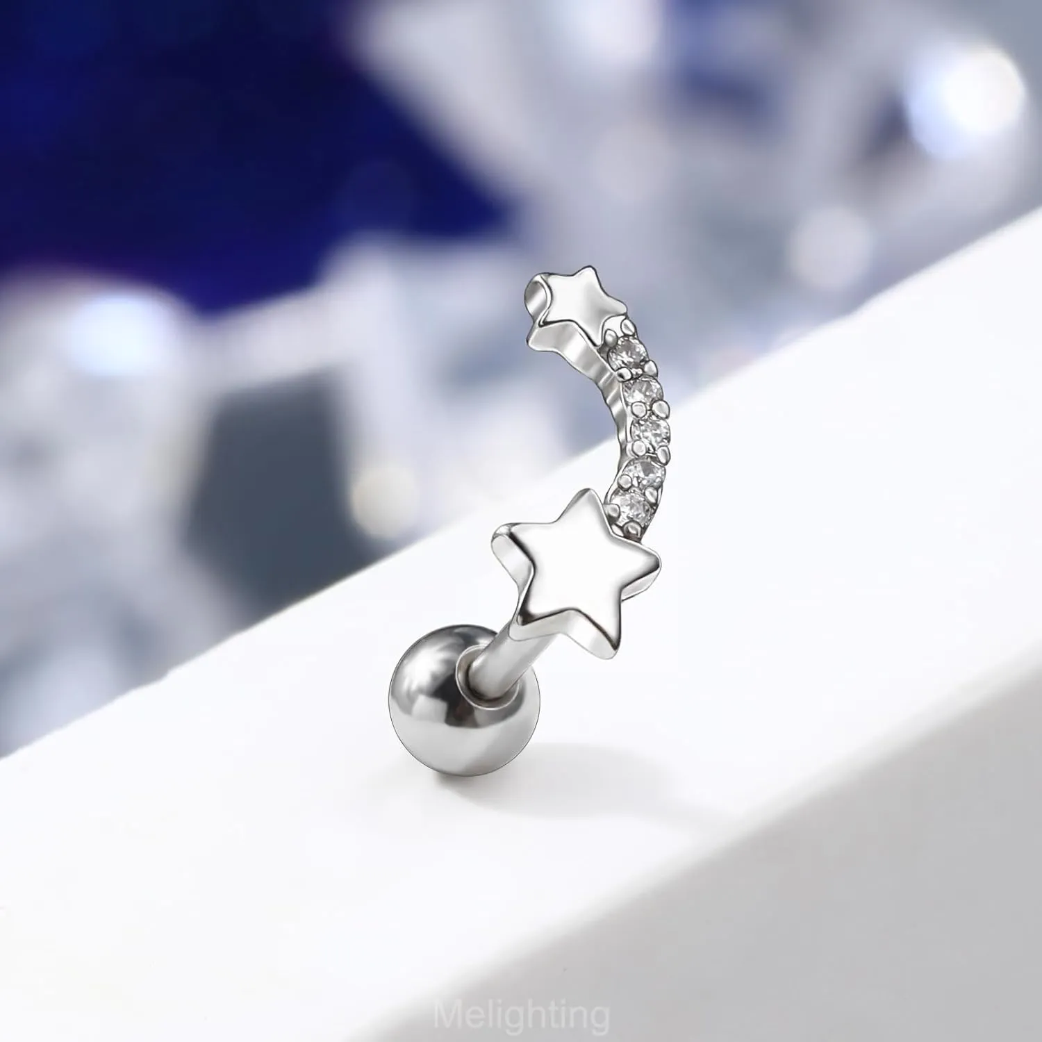 Melighting 16G Helix Earrings Upper Ear Cartilage Earrings Stainless Steel 316L Tragus Piercing Jewelry Clear CZ Conch Piercing Jewelry Earrings Studs for Women Body Piercing Jewelry