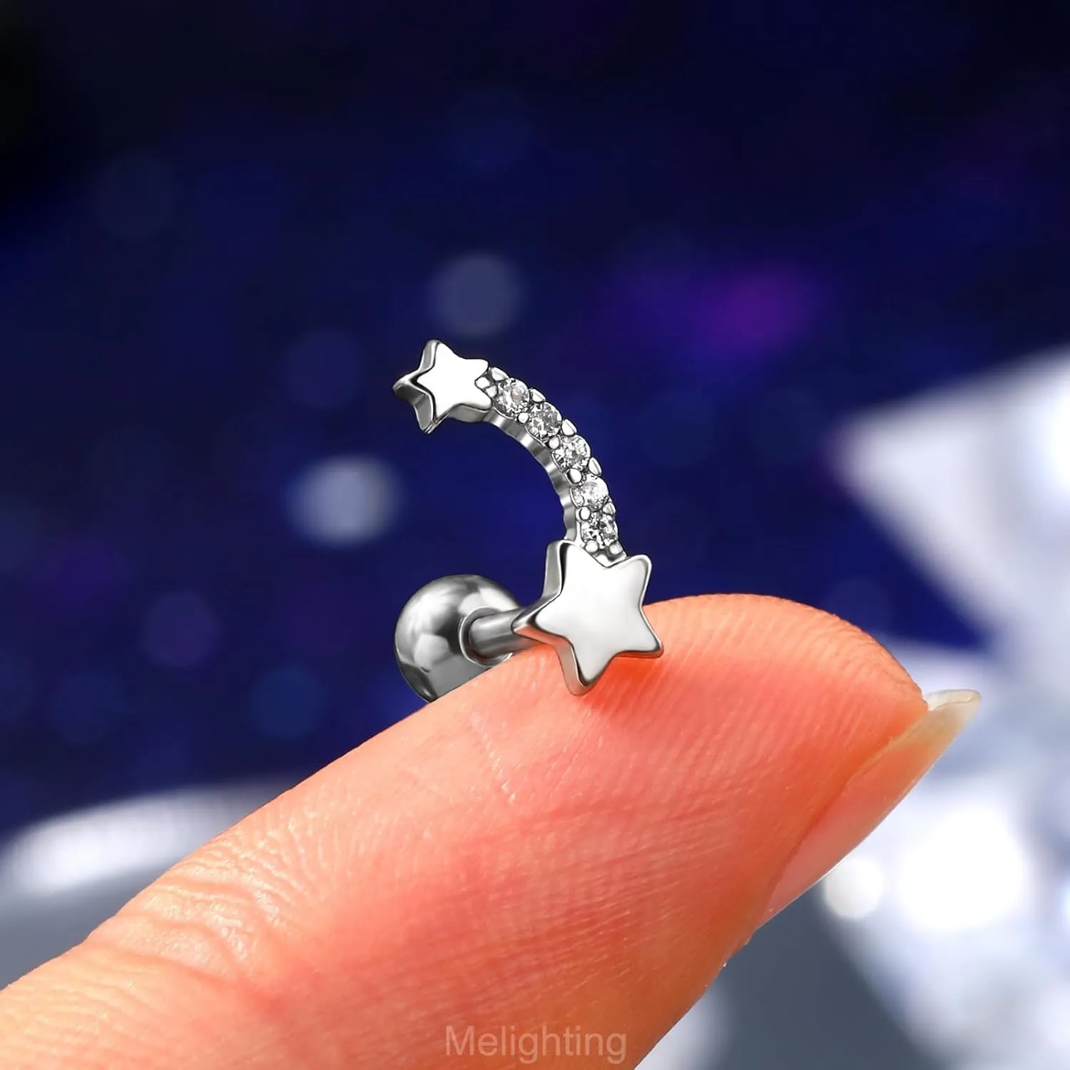 Melighting 16G Helix Earrings Upper Ear Cartilage Earrings Stainless Steel 316L Tragus Piercing Jewelry Clear CZ Conch Piercing Jewelry Earrings Studs for Women Body Piercing Jewelry