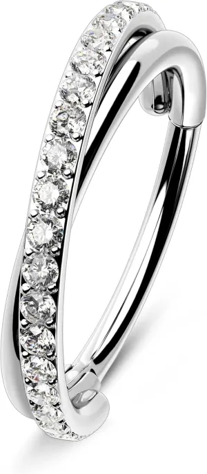 Melighting Double Nose Rings Hoop, Cartilage Earrings Stainless Steel 316L, Conch Piercing Jewelry Clear CZ, Double Helix Earrings, 16G 18G 20G Tragus Daith Piercing Jewelry for Women
