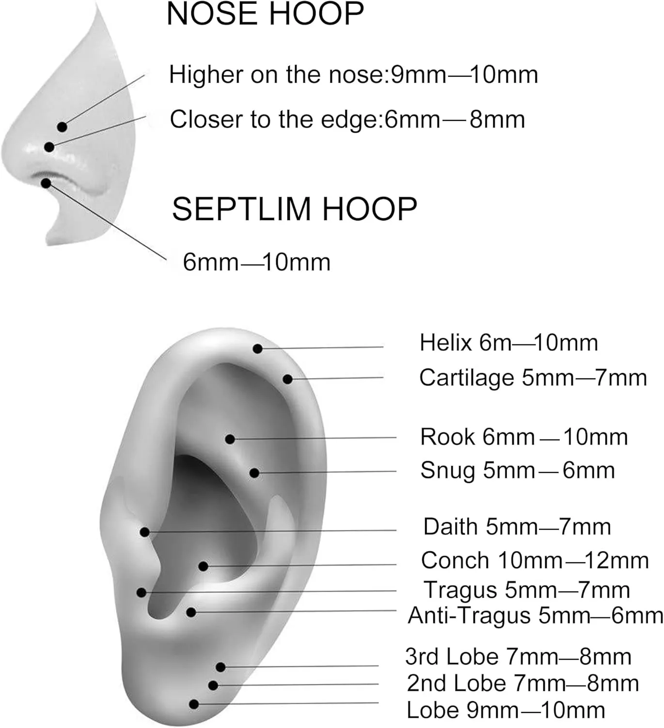 Melighting G23 Titanium Nose Ring Hoop 16G 18G 20G Conch Piercing Jewelry Clear CZ Double Titanium Helix Earring Tragus Daith Piercing Jewelry for Women