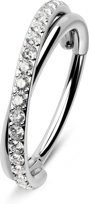 Melighting G23 Titanium Nose Ring Hoop 16G 18G 20G Conch Piercing Jewelry Clear CZ Double Titanium Helix Earring Tragus Daith Piercing Jewelry for Women