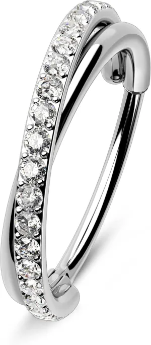 Melighting G23 Titanium Nose Ring Hoop 16G 18G 20G Conch Piercing Jewelry Clear CZ Double Titanium Helix Earring Tragus Daith Piercing Jewelry for Women