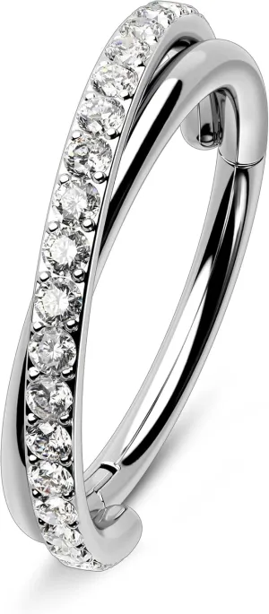 Melighting G23 Titanium Nose Ring Hoop 16G 18G 20G Conch Piercing Jewelry Clear CZ Double Titanium Helix Earring Tragus Daith Piercing Jewelry for Women