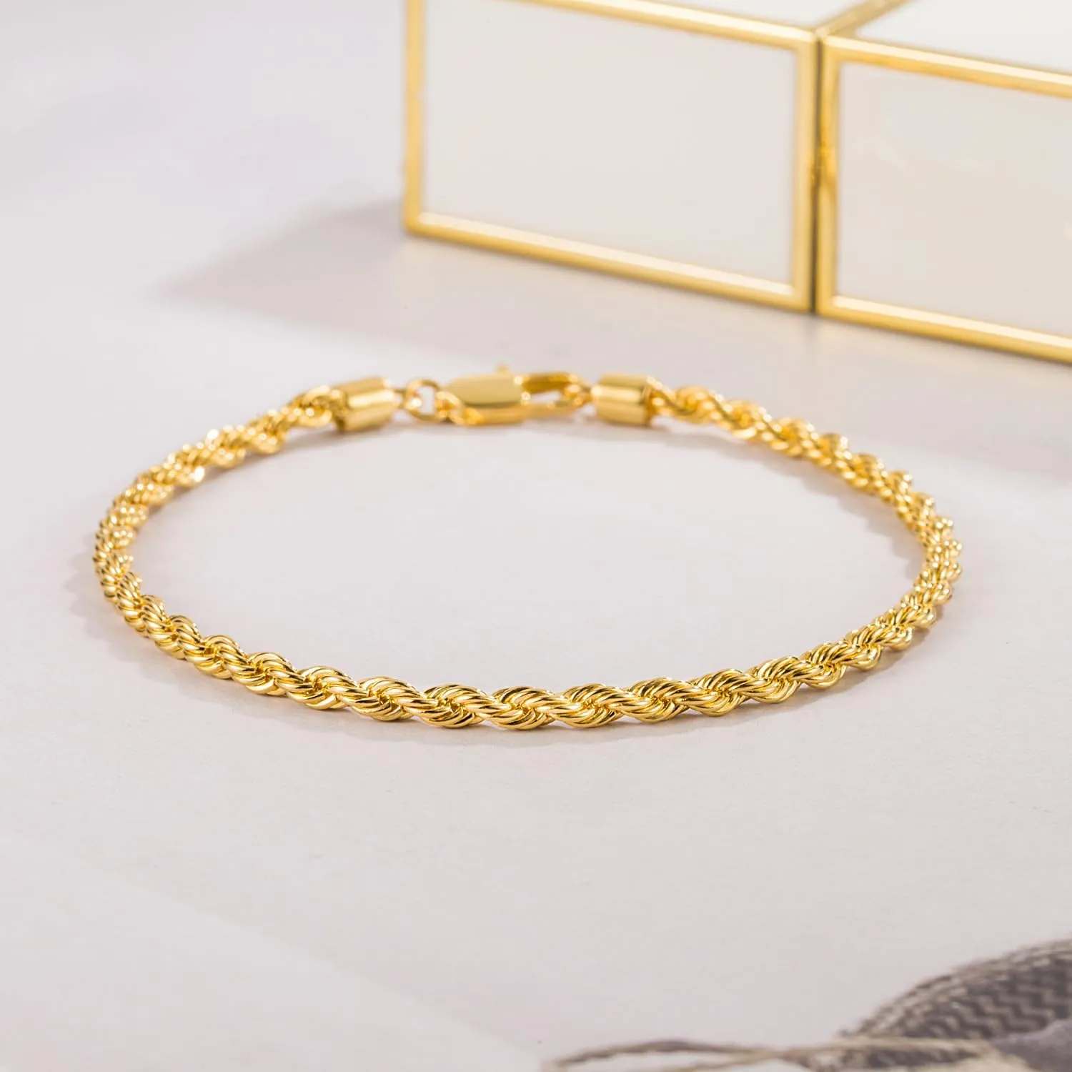 Men Diamond Cut 925 Sterling Silver 3mm Twist Rope Chain Bracelets Women Bangle Clasp Rope Box Chain link 6.3" 6.7" 7" 7.5" 8" 8.5" 9" Cuff Jewelry Gifts