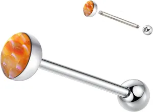 Men'S And Women'S Gradient Color Fish Scale Pattern Tongue Ring, Stainless Steel Threaded Tongue Perforated Barbell Jewelry