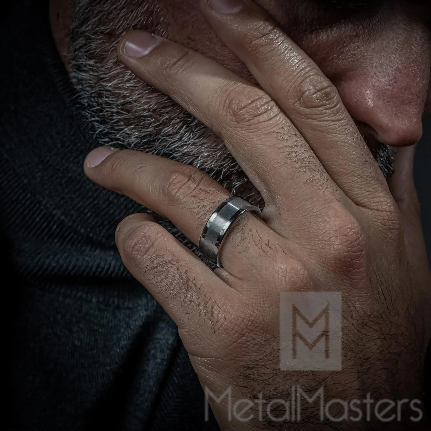 Mens Gunmetal Tungsten Carbide Ring Wedding Band Comfort-fit 8MM High-Polish