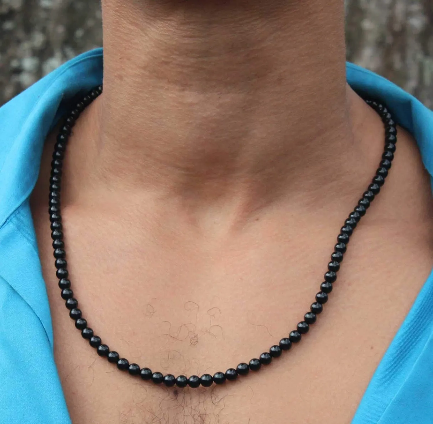 Men's Healing Crystal Necklace - 16/19/24/30 Inch Beaded Chains with 6/8/10/12/14/16mm Gemstones Handmade in USA