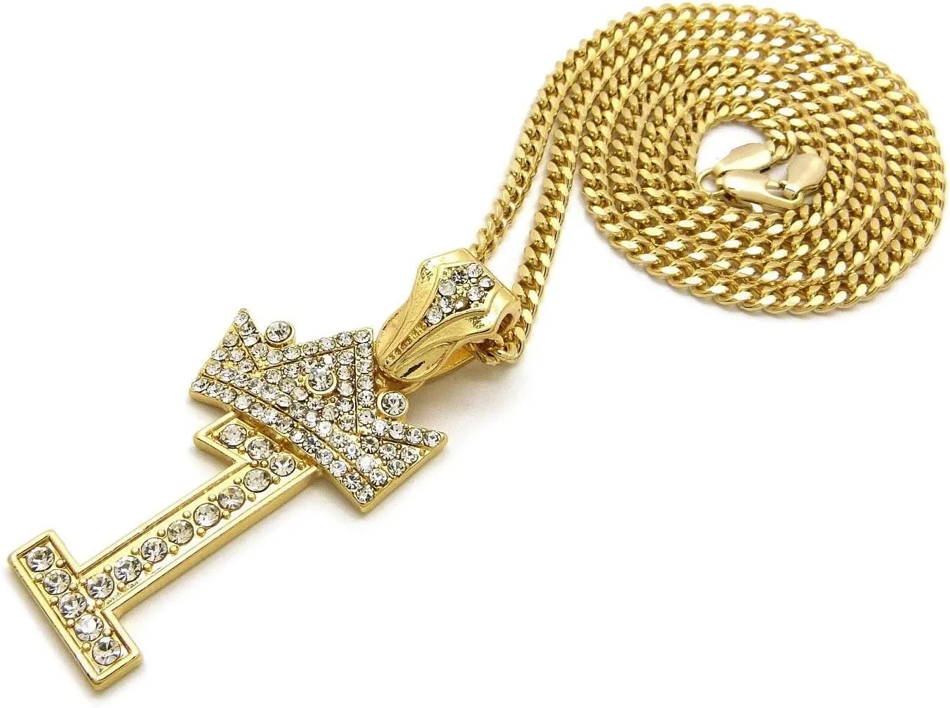 MENS ICED OUT NUMBER 1 TO 9 PENDANT 3mm/ 24" CUBAN CHAIN NECKLACE