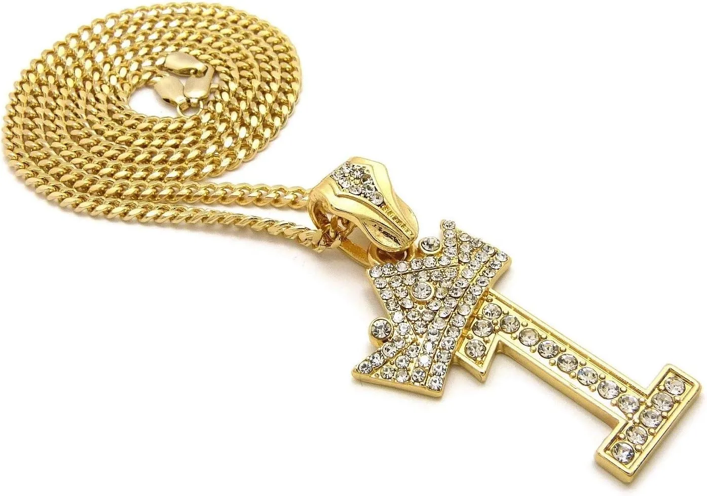 MENS ICED OUT NUMBER 1 TO 9 PENDANT 3mm/ 24" CUBAN CHAIN NECKLACE