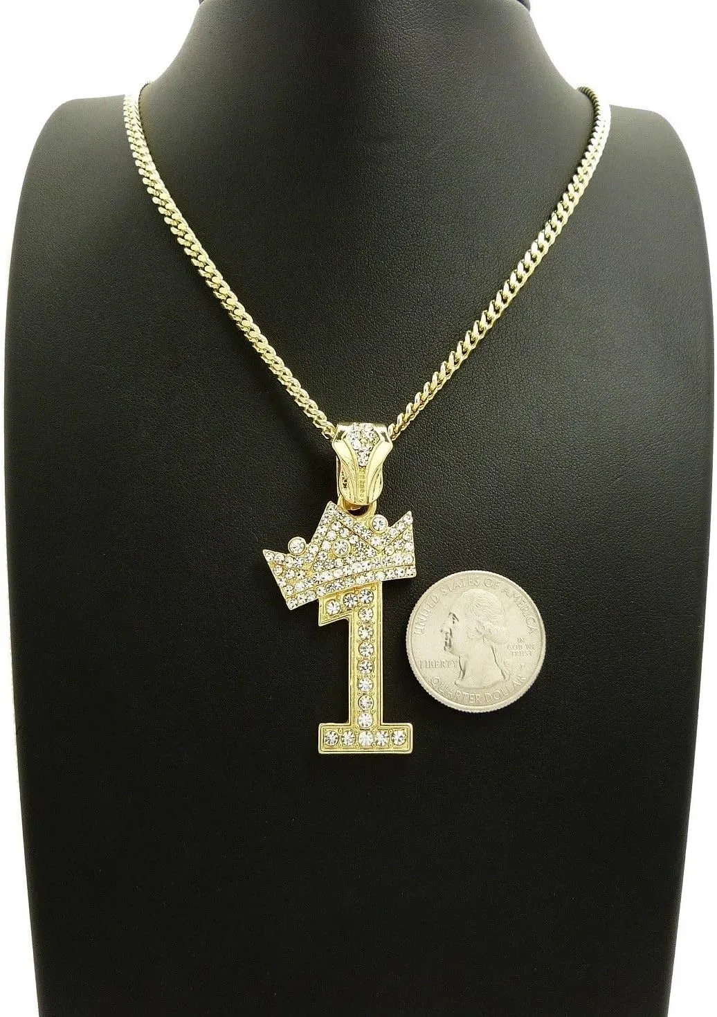 MENS ICED OUT NUMBER 1 TO 9 PENDANT 3mm/ 24" CUBAN CHAIN NECKLACE