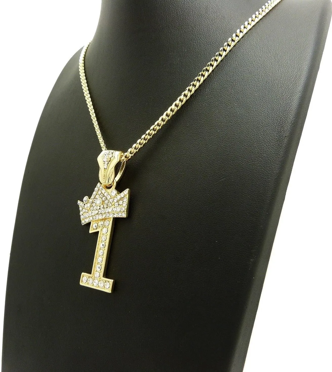 MENS ICED OUT NUMBER 1 TO 9 PENDANT 3mm/ 24" CUBAN CHAIN NECKLACE