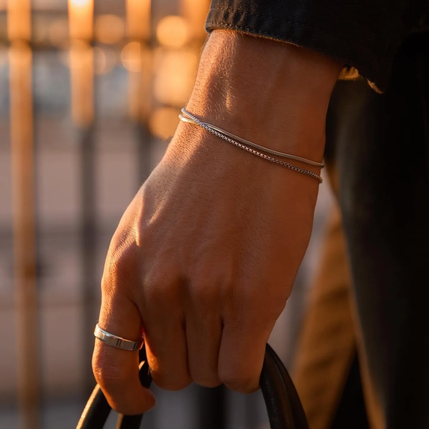 Men's Silver Bracelet Set: 3 PCS Tiny Snake Chain Link Bracelets Non Tarnish Stainless Steel Jewelry for Men Women 6.5/7/7.5/8/8.8/9 Inch Cool Silver Stack Bracelet Gifts for Boyfriend or Dad