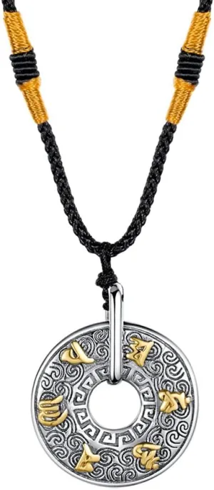 Men's Stainless Steel Tibetan Buddhist Om Mani Padme Hum Mantra Pendant Necklace Yoga Religious Jewelry