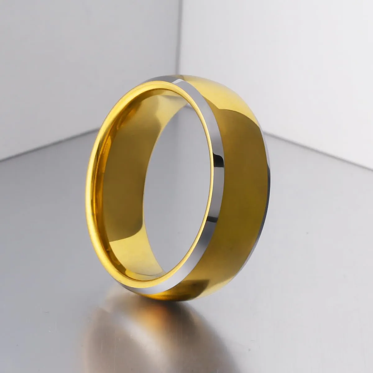 Men's Wedding Band 6mm 8mm 10mm Silver Tungsten Rings High Polish Comfort Fit 4-15.5