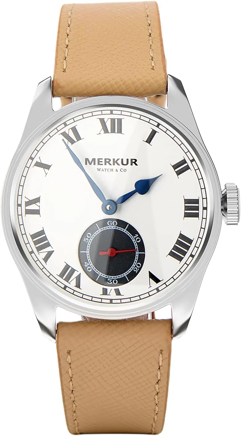 Merkur Manual Mechanical Watch Sapphire Natural Fritillaria Small Seconds Watch 38mm