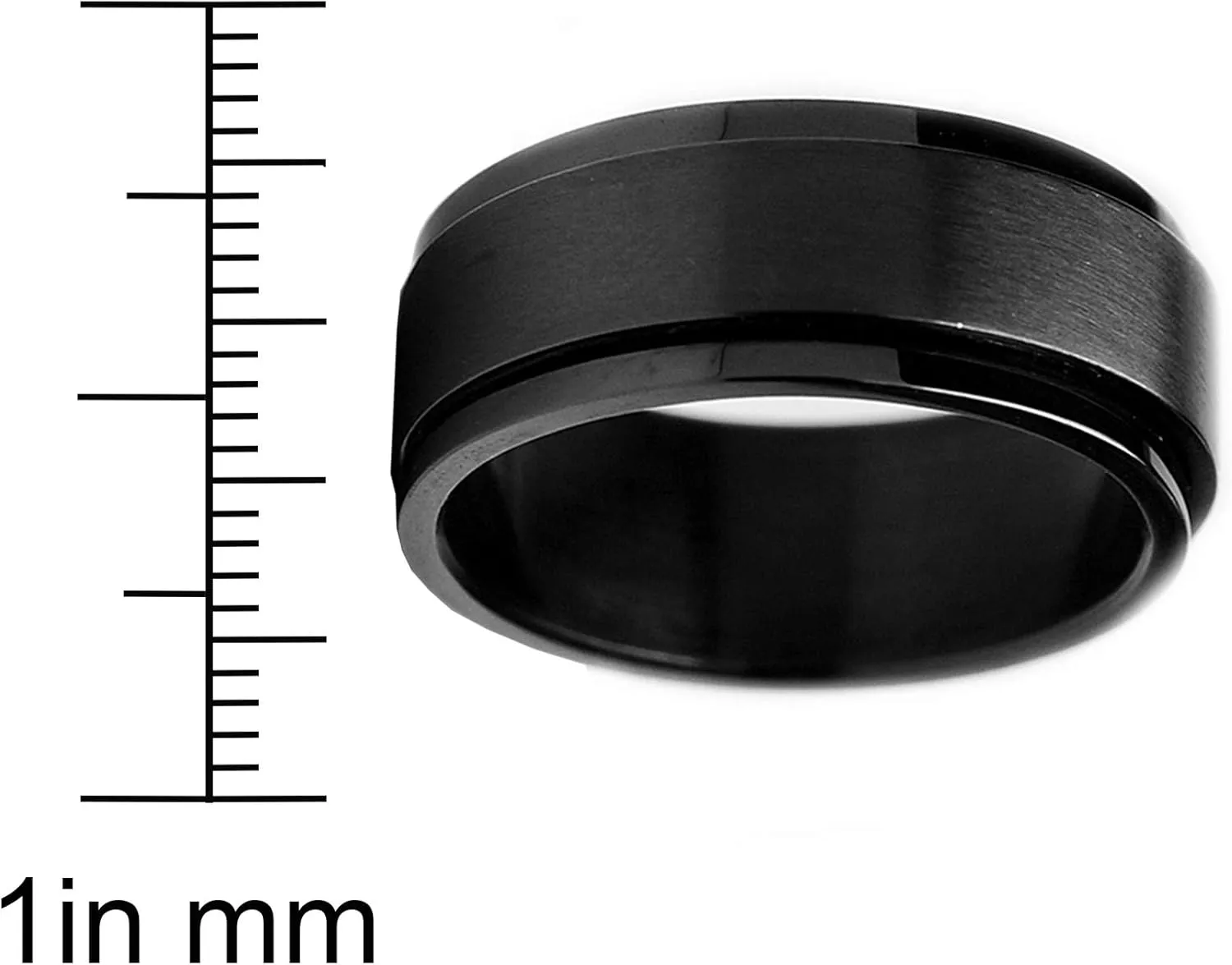 Metal Masters Co. Men's 8MM Black Stainless Steel Spinner Ring Band Anxiety