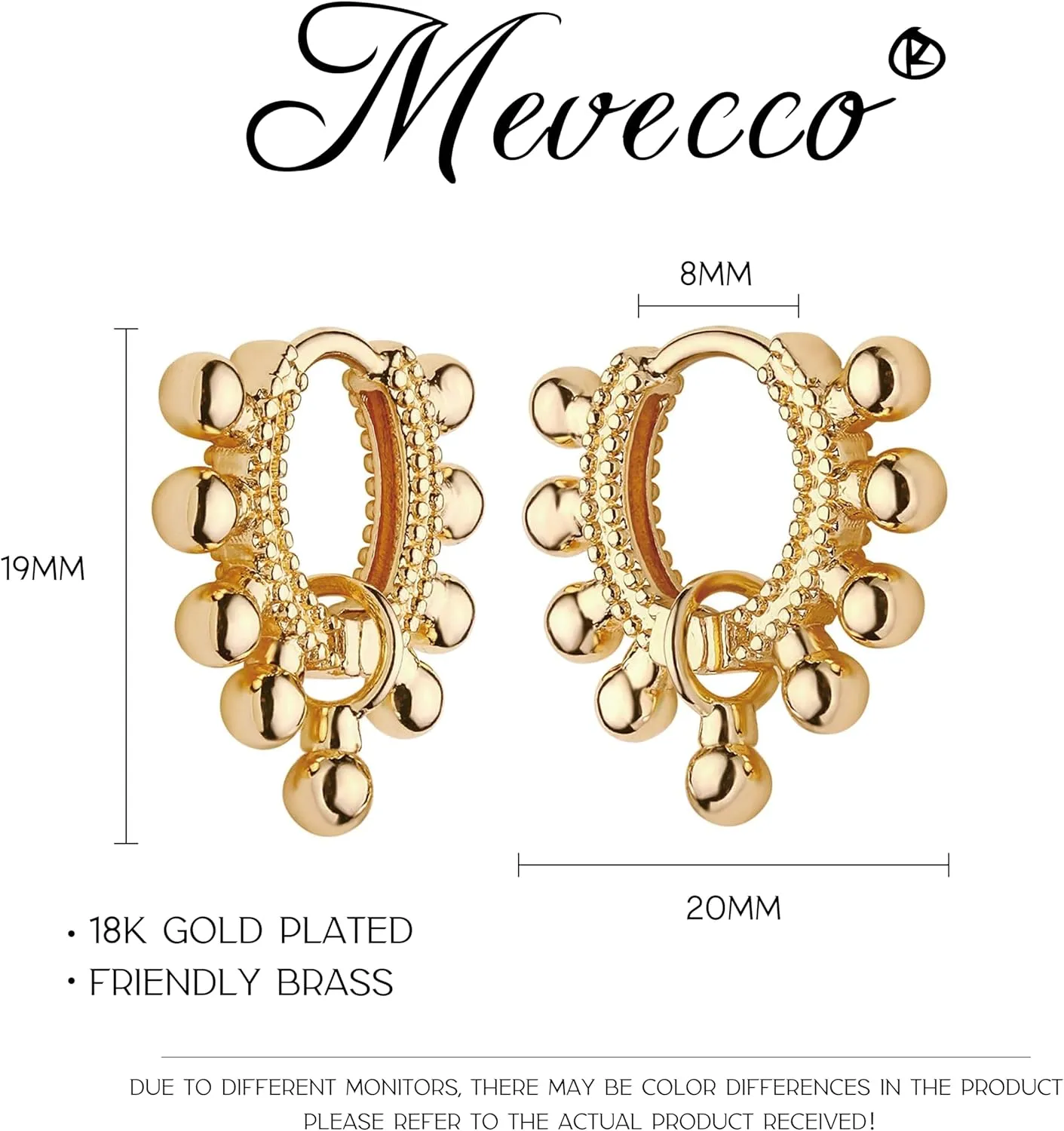 MEVECCO Dainty Gold Hoop Earrings for Women 18K Gold Plated Spike Huggie Hoop Earrings Geometry Handmade Minimalist Hypoallergenic Hoop Earrings for Her Gifts