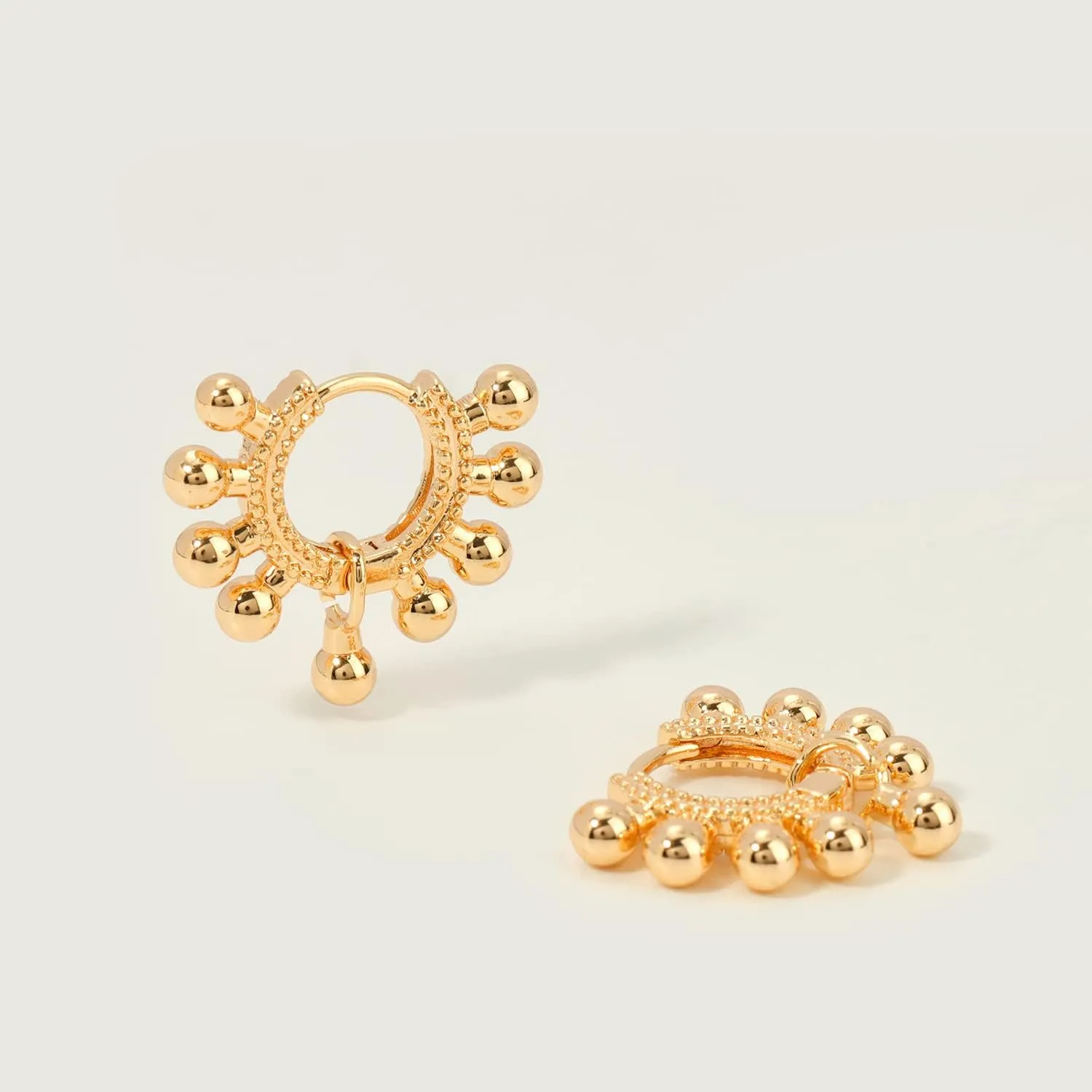 MEVECCO Dainty Gold Hoop Earrings for Women 18K Gold Plated Spike Huggie Hoop Earrings Geometry Handmade Minimalist Hypoallergenic Hoop Earrings for Her Gifts
