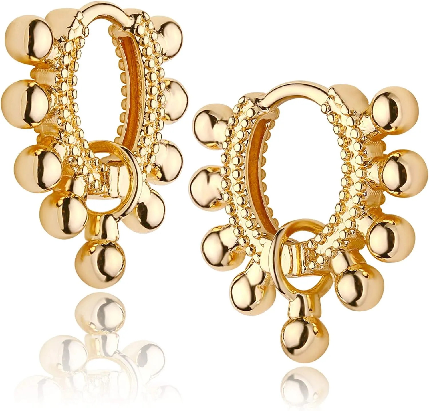 MEVECCO Dainty Gold Hoop Earrings for Women 18K Gold Plated Spike Huggie Hoop Earrings Geometry Handmade Minimalist Hypoallergenic Hoop Earrings for Her Gifts