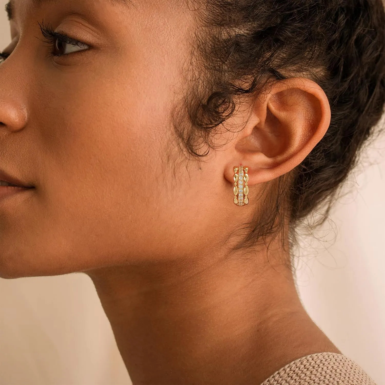 MEVECCO Gold Hoop Earrings 18K Gold Plated Dainty Cute CZ Earring Earrings for Everyday Wear Jewelry