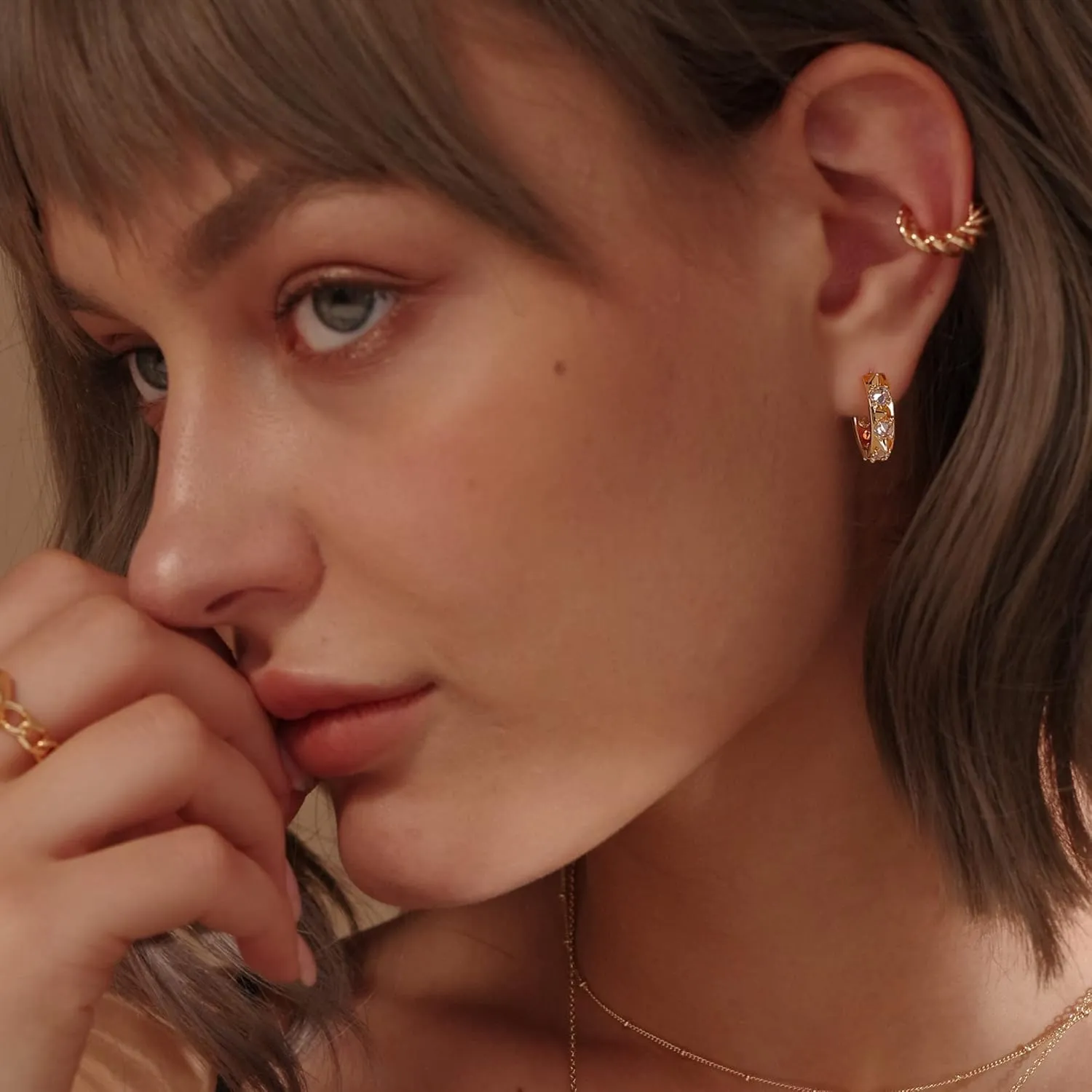 MEVECCO Gold Hoop Earrings 18K Gold Plated Dainty Cute CZ Earring Earrings for Everyday Wear Jewelry