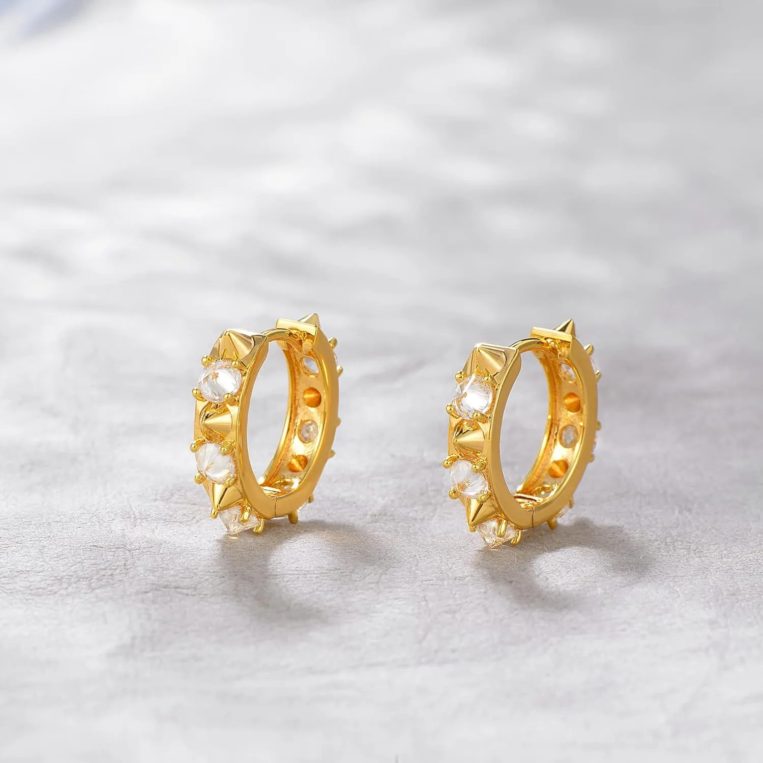 MEVECCO Gold Hoop Earrings 18K Gold Plated Dainty Cute CZ Earring Earrings for Everyday Wear Jewelry