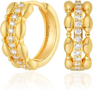 MEVECCO Gold Hoop Earrings 18K Gold Plated Dainty Cute CZ Earring Earrings for Everyday Wear Jewelry