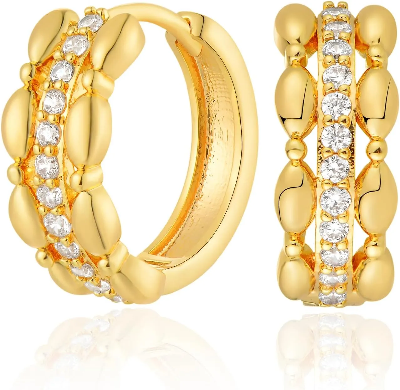 MEVECCO Gold Hoop Earrings 18K Gold Plated Dainty Cute CZ Earring Earrings for Everyday Wear Jewelry